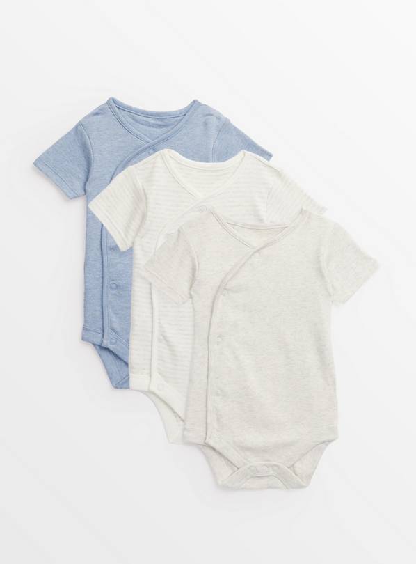 Marl Wrap Organic Cotton Bodysuits 3 Pack Up to 3 mths